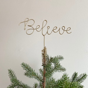 Gold Believe Wire Christmas Tree Topper