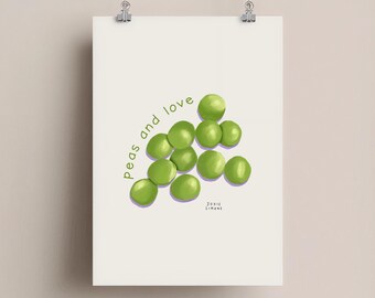 Peas and Love Food Print, Punny Food Print