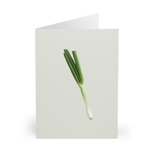 Cartões comemorativos de cebolinha (pacote com 5) - perfeitos para presentes gastronômicos, cartões de vegetais, notas de agradecimento, ecológicos, artigos de papelaria fofos