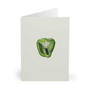 Cartões de Pimentão Verde (Pacote com 5) - Perfeitos para Presentes Gastronômicos, Cartões Vegetarianos, Cartões de Agradecimento, Ecológicos, Papelaria Bonita