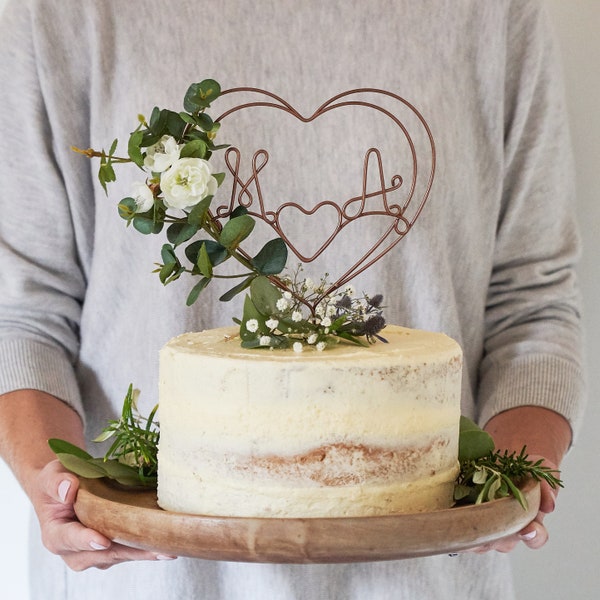 Décoration de gâteau personnalisée eucalyptus et rose