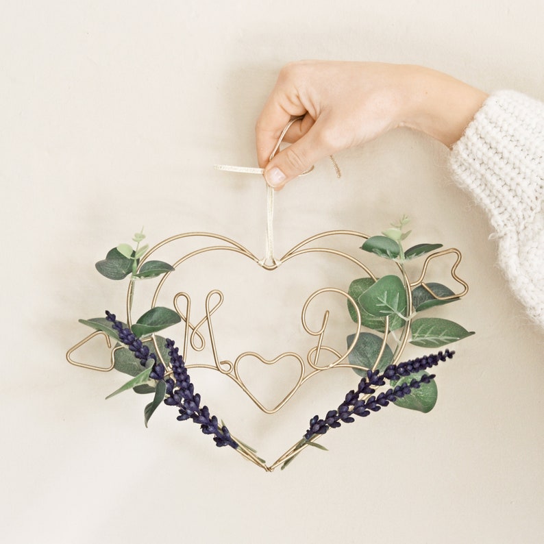 Dark Lavender and Eucalyptus Heart Wreath