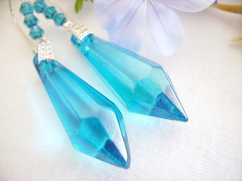 women/'s fashion jewelry stud earring hooks Blue turquoise earrings bead dagger bead faceted bicones silver tied with cubic zirconia
