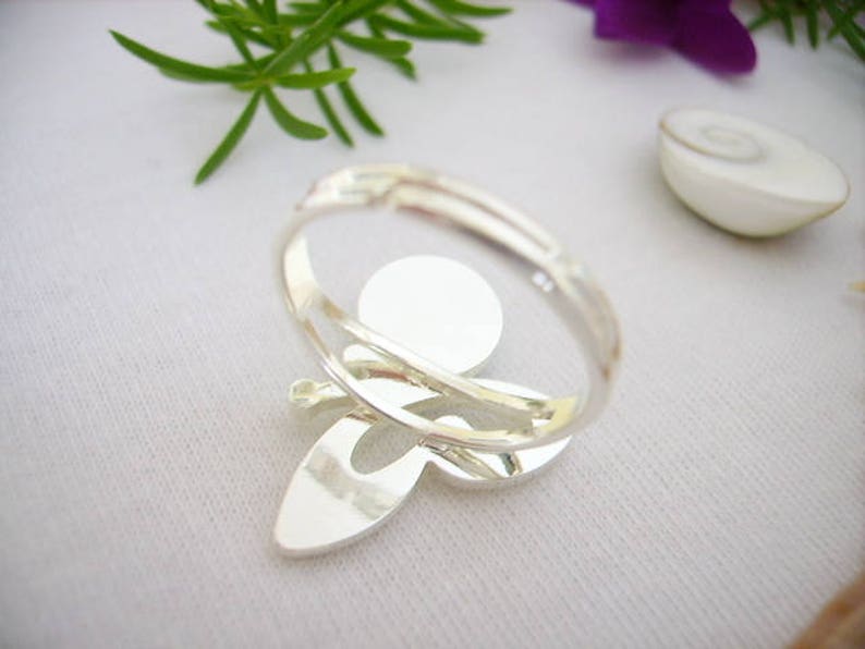 ceramic round cabochon Blue Lagoon glossy open Adjustable ring Butterfly Adjustable ring silver 10 microns women/'s fashion creation jewelry