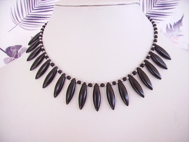 extension Czech glass bead women/'s fashion jewelry opaque black silver Pearl drop stone ball stainless steel Crew neck howlite
