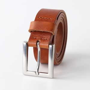 Handmade Leather Belt for Men: Full Grain Brandy Brown