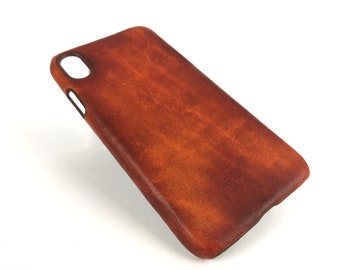 Leather iPhone XR Case, iPhone XS Max Leather Case 'Tumble - Old DarkBrown'