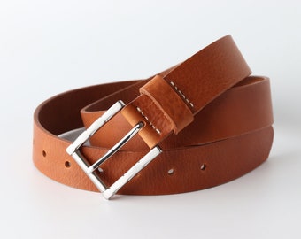 Handmade Leather Belt for Men, Jeans Leather Belt, / Rage 35mm / Light Brown /