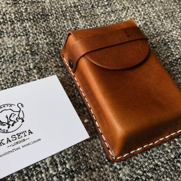 Leather Cigarette Case, Cigarette Holder, Business Card Holder, Gift Idea  'Burned Tan' - Kaseta