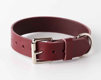 Burgundy Leather Dog Collar / Puppy Burgundy Collar / Kaseta Leather