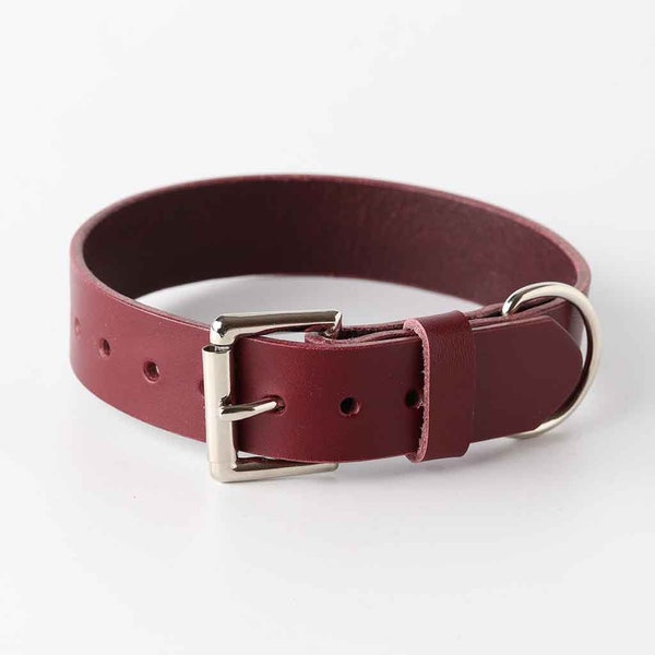 Burgundy Leather Dog Collar / Puppy Burgundy Collar / Kaseta Leather