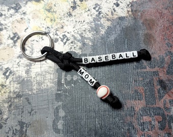 Personalized Baseball Keychain - Custom Key Ring for Baseball Mom or Dad - Baseball Coach Gift