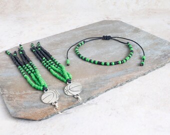 Custom Basketball Bracelet and Earring Set - Gift for Basketball Mom - Coach Gift - GiftSet