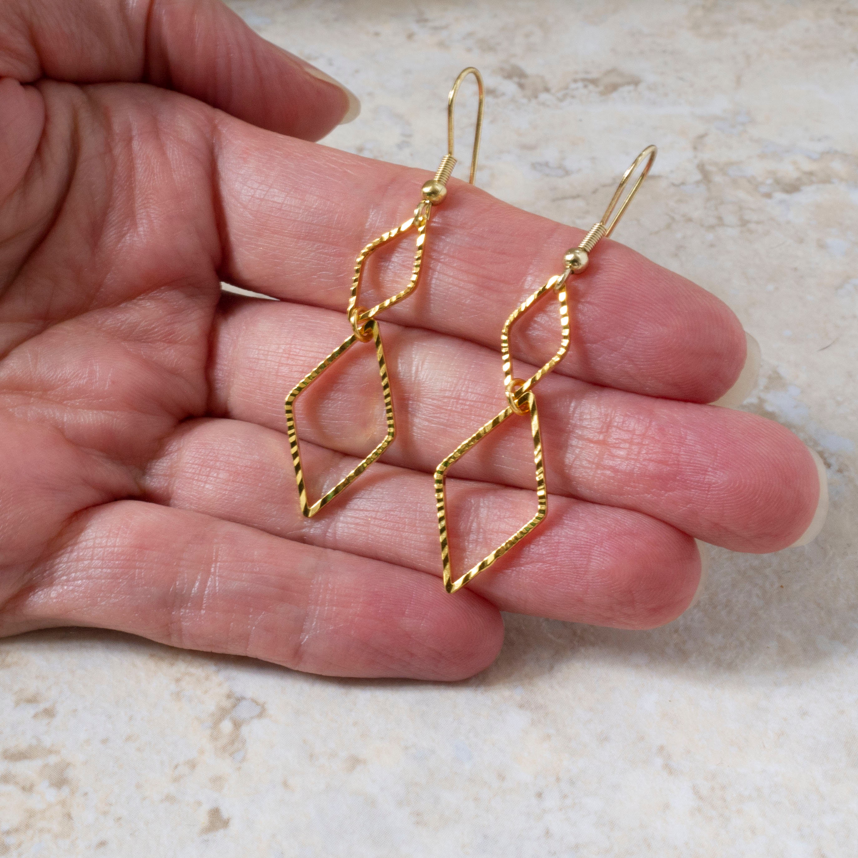 Geometric Diamond Shaped Earrings Long Dangle Earrings Etsy Canada