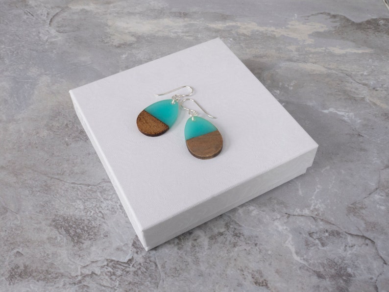 Limited Edition Fun Earring Gift for Sister Resin Wood Jewelry Summer Color Block Earrings