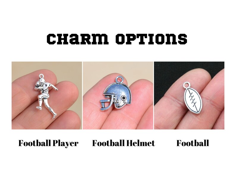 charm options are football players, football helmets or footballs