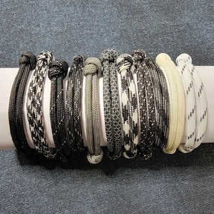 Minimalist Paracord Bracelet: Black, White, & Gray Rope Jewelry