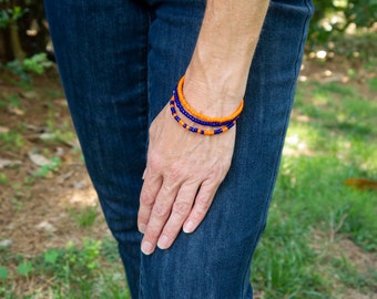 Custom Beaded Bangle Bracelets - Seed Bead Bracelet Stack - College Student Gift - Stacking Memory Wire Bracelets - sbc