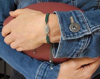 Custom Macrame Football Bracelet: 23 Team Colors, Adjustable Fit