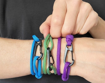 Adjustable Wrap Paracord Bracelet - Custom Minimalist Bracelet for Men Women Boys Girls - ParaC - Choose from 30 Colors with Carabiner Clasp