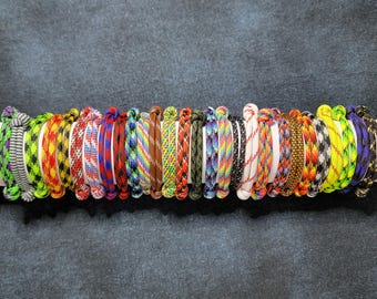 Adjustable Paracord Bracelet: Colorful Woven Surfer Style, XS-XL