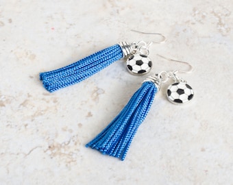 Custom Tassel Earrings in Soccer Team Colors - Soccer Mom Gift - Soccer Coach Gift - Game Day Jewelry