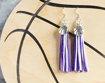 Custom Basketball Earrings - Basketball Mom Gift - End of Season Basketball Girl Gift - Customized Team or School Colors - Game Day Jewelry