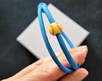 Custom Softball Bracelet - End of Season Team Gifts for Mom - Available in 30 Paracord colors - Men Women Boys Girls