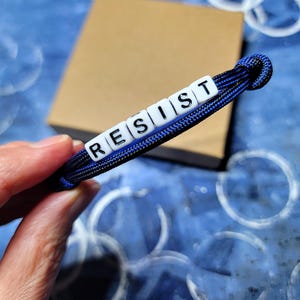 Blue RESIST Bracelet - Not Going Back - Not Giving Up - Democrat Liberal Gifts - PERS VOTE
