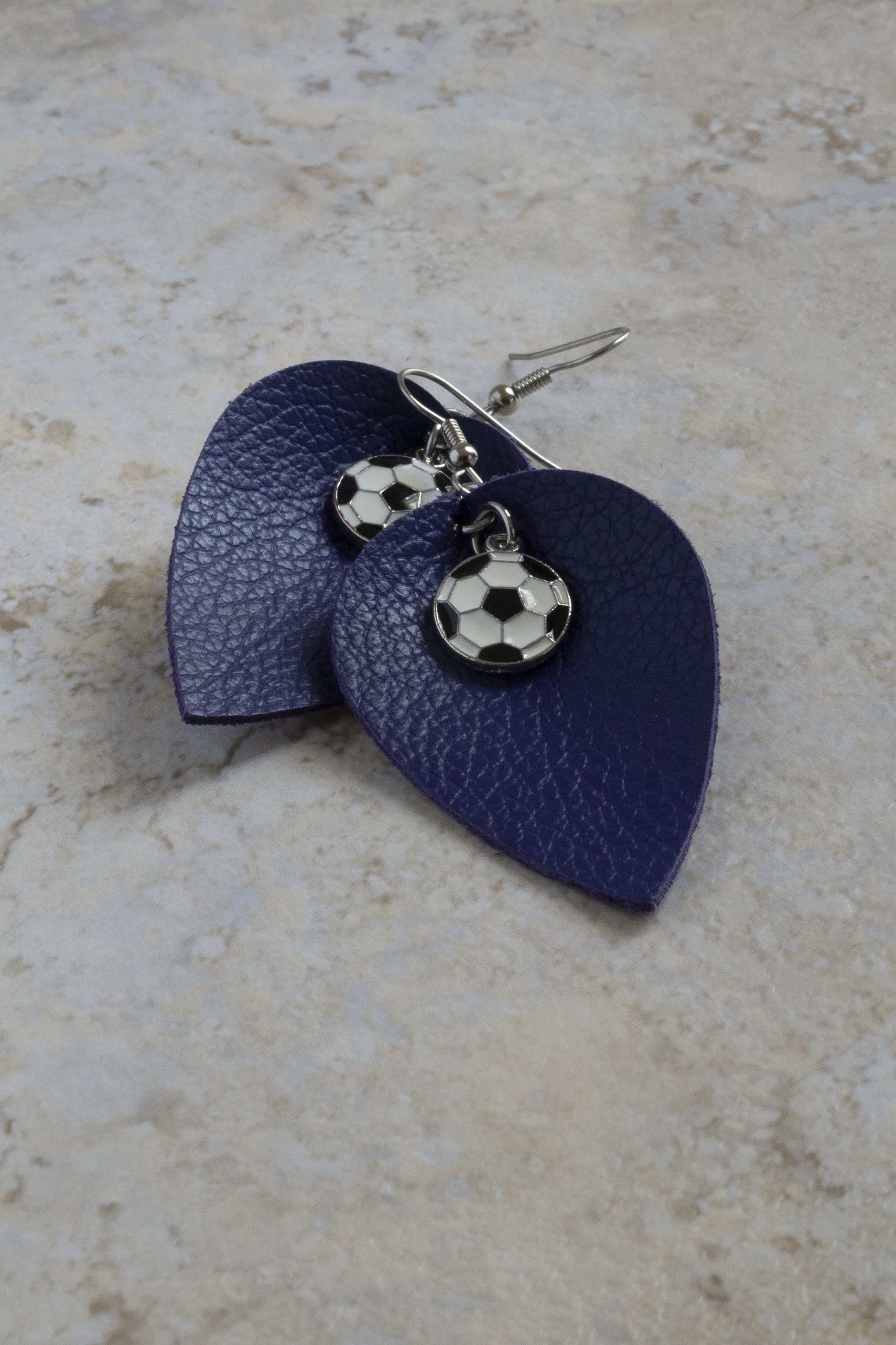 Leather soccer earrings Clearance