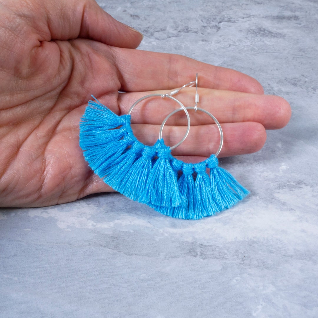 Custom Mini Tassel Earrings Colorful Fringe Hoop Earrings Etsy