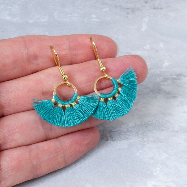 Mini Tassel Earrings - Hoop Earrings with Fringe - Fun Everyday Earrings