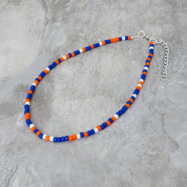 Custom Beaded Choker Necklace - College Bead Chokers - School Spirit or Sports Team Colors - Adjustable Seed Bead Necklace - sbc