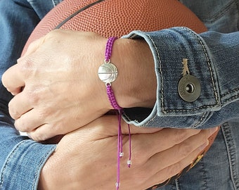 Custom Basketball Bracelet - Basketball Mom Jewelry - Basketball Gifts for Girls - Knotted Macramé Bracelet - 15 Sports Team Color Options!