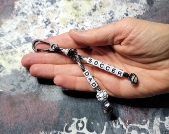 Custom Soccer Key Chain - Personalized Soccer Mom or Dad Key Holder - Soccer Coach Gift - Bag Tag or Zipper Pull