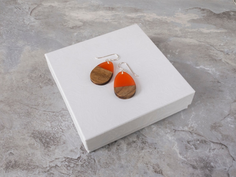 Limited Edition Fun Earring Gift for Sister Resin Wood Jewelry Summer Color Block Earrings