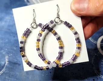 Custom Beaded Hoop Earrings - School Colors Team Earrings - sbc