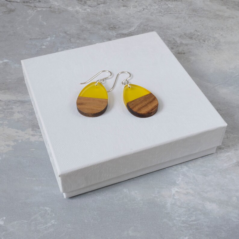 Limited Edition Fun Earring Gift for Sister Resin Wood Jewelry Summer Color Block Earrings