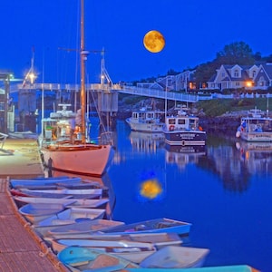 Perkins Cove, Ogunquit, Maine, Küste von Maine, Maine Häfen, New England Landschaft, Zugbrücken, für Naturliebhaber, Titel: Abendruhe
