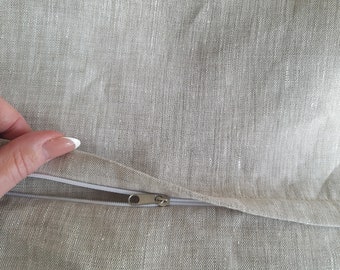 Funda de almohada de lino con cremallera sencilla. Funda de almohada ecológica de lino suavizado con cremallera. Funda de almohada con cremallera de lino natural. Todos los tamaños.