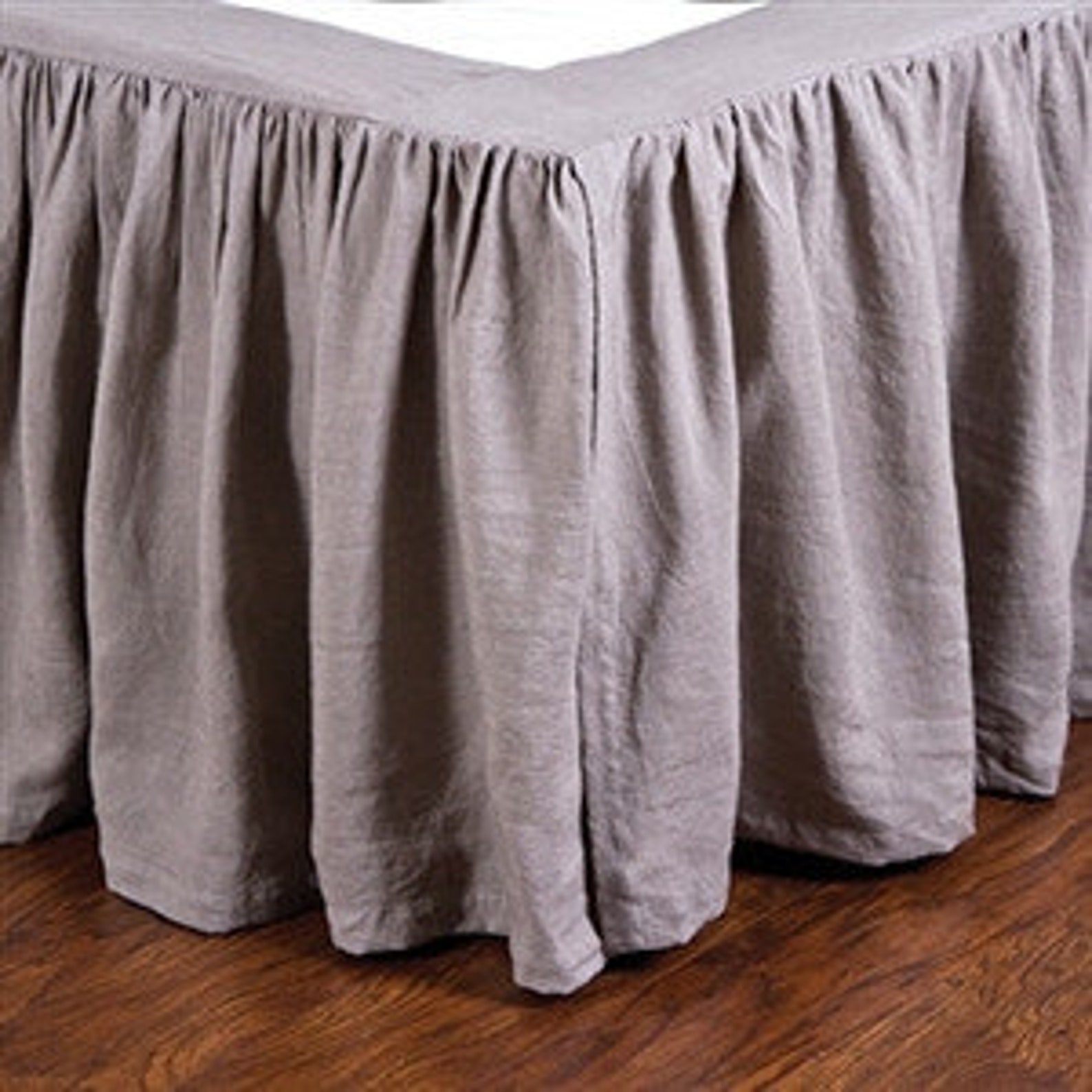 Linen Box Pleated Bedskirt With RUffles. Natural Flax Bed Etsy