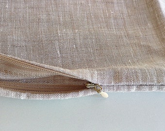 Funda de almohada de lino con cremallera oculta. Lino natural, ecológico, suavizado, con cremallera y funda extraíble. Disponible en todos los tamaños.