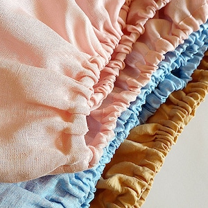Natural linen fitted sheet. Eco-friendly linen fitted sheet, Organic Twin linen fitted sheet, Full sheet, Queen, King linen fitted sheet.