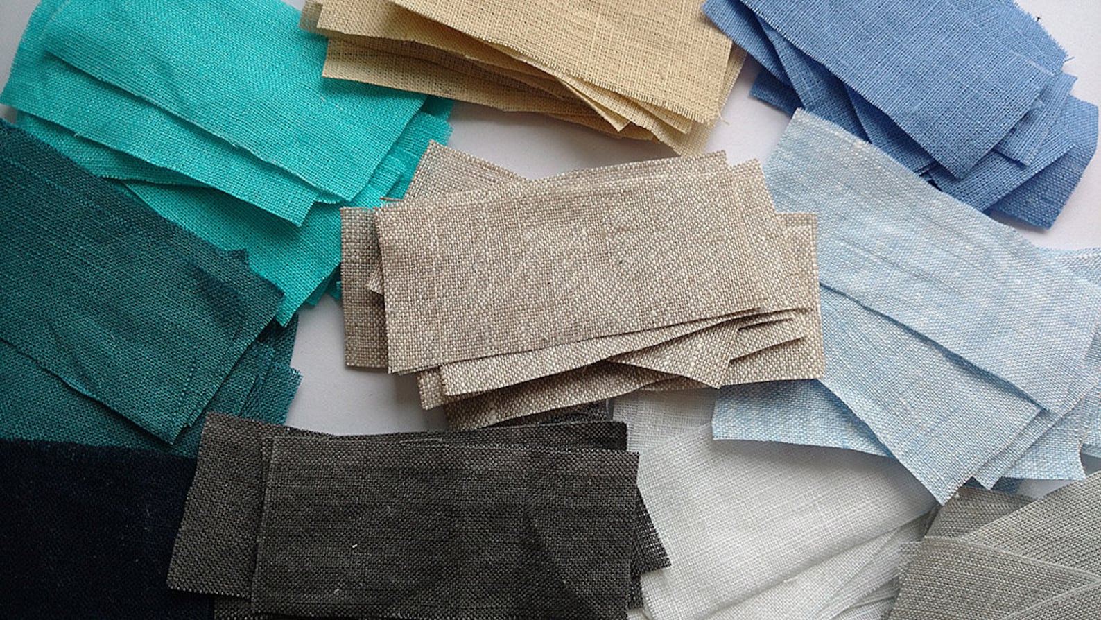 Natural Flax Fabrics Samples and Flax Filling. 100 Flax. Ecofriendly