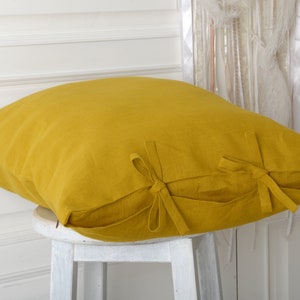 Mustard natural linen Pillowcase, Eco friendly softened linen pillow case, all sizes: Standard, Sham, Queen, King, Body. Luxury pure linen