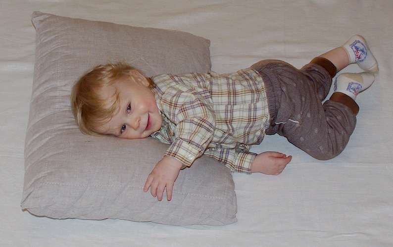 Pillow filled Flax layers and Hollofayber, Eco-friendly linen pillow filled with 2 natural flax layers and Hollofayber, Custom Flax cushion image 5