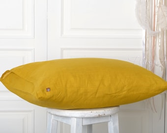 Funda de almohada de lino natural con cierre sencillo (bolsillo, sobre). Funda de almohada de lino ecológico. Disponible en tamaños estándar, IKEA, Queen, King, Sham y cuadrado.