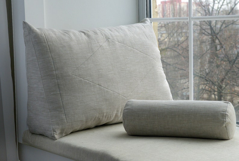 Bolster linen case with zipper. Neckroll linen cover. Zippered Etsy