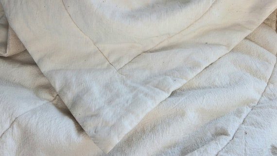 Cotton filled blanket covered natural unbleached cotton. Cotton coverlid, Cotton coverlet, Eco weighted blanket, Washable Cotton quilt