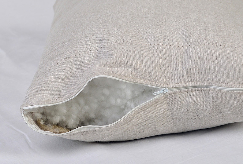 Pillow filled Flax layers and Hollofayber, Eco-friendly linen pillow filled with 2 natural flax layers and Hollofayber, Custom Flax cushion image 3